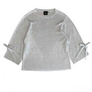 Cliché Wool Blend Ribbed Knit Tie Sleeve Lightweight Sweater S